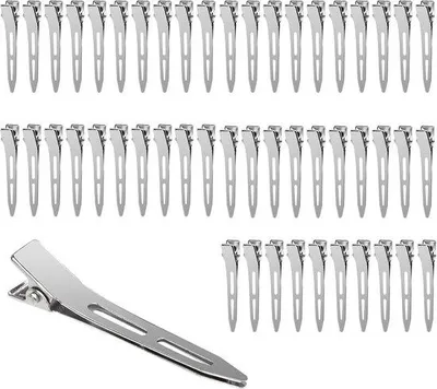 Imagen del producto de 50 pinzas para el cabello, metálicas, sin arrugas, ideales para aplicaciones de maquillaje