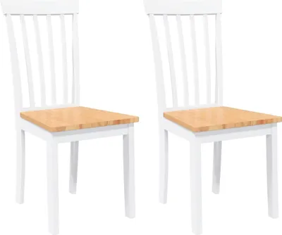 Image de vidaXL Chaises de salle à manger 2 pcs. Blanc Bois massif Hévéa