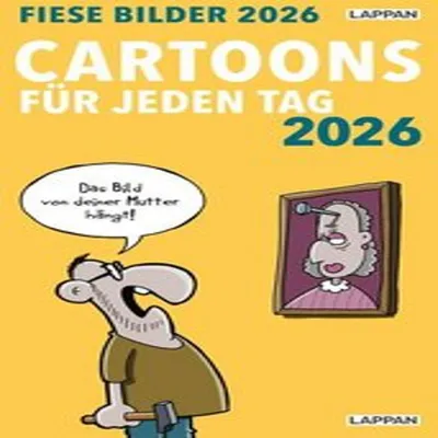 Productafbeelding van Fiese Bilder: Dagelijkse cartoons voor 2026. Dagkalender: 1 dag, 1 pagina. Kalender in staand formaat (12 x 21 cm) om neer te zetten | Zwarte humor voor het hele jaar