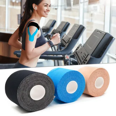 Zdjęcie produktu dla taśmy kinezjologiczne axion 3 sztuki - wodoodporne taśmy w kolorze niebieskim, beżowym, czarnym, taśmy fizjoterapeutyczne, taśmy sportowe, bandaże, do fizjoterapii