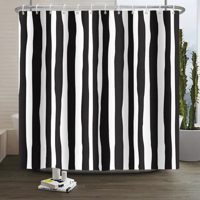 Image de Rideau de douche géométrique, 240x180 cm. Imperméable et lavable en machine
