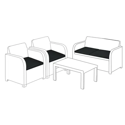 Produktbild von Gartenmöbel Polster Set für Rattanmöbel mit wasserabweisendem Bezug, Sitzkissen Outdoor, Stuhlkissen, 4 Stück