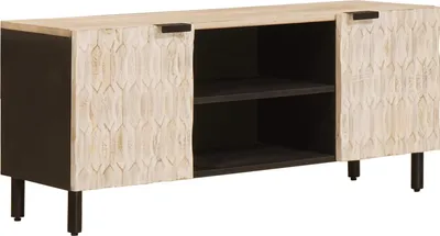 Produktbild von "Schlussverkauf" TV-Schränk hochwertigem - TV-Lowboard - Max. Gewicht: 60 kg - mit Tür Weiße gewaschene Oberfläche 105x33x46 cm  C14607