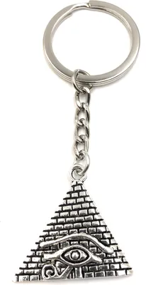 Produktbild von Onwomania Schlüsselanhänger Auge Pyramide Ägypten Andenken Urlaub Silber Metall Anhänger Charm