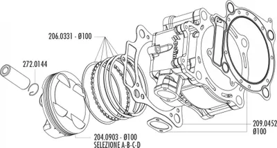 Image de Kit de pistons Polini 490 ccm, diamètre 100 mm, modèle A, pour Honda CRF 450 R de 2002 à 2005