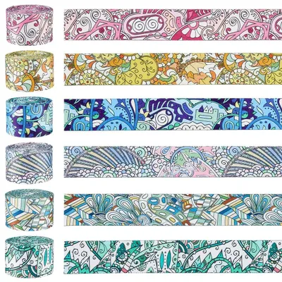 Image de 6 rouleaux de ruban en polyester - Ruban jacquard vintage pour projets créatifs