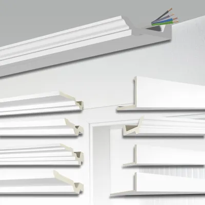 Produktbild von HEXIM Kabel- und Rohrabdeckung 2 Meter, Kabelkanal weiß PolyurethanHartschaum, Rohrverkleidung Kabelschutz
