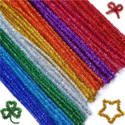 Produktbild von 100 Stück Pfeifenreiniger - 30 cm - 10 Farben - Glitzer - für Kinder und Erwachsene - Bastelbedarf - für DIY Geschenke und Dekorieren
