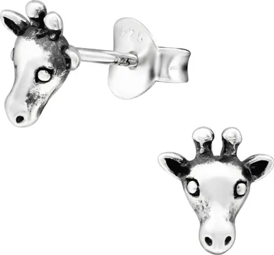Produktbild von Kinder Ohrringe Ohrstecker 925 Sterling Silber mit Giraffenkopf