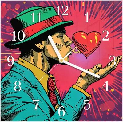 Produktbild von Wanduhr aus Glas mit Motiv Kuss der Liebe- 30 x 30 cm - inkl. Aufhängesystem