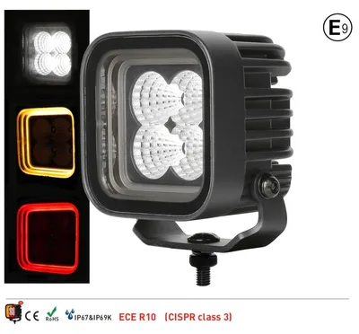 Zdjęcie produktu dla Żarówka halogenowa LED 30 W, białe światło rozproszone z żółtym i czerwonym światłem do jazdy dziennej (DRL), 12 V–24 V