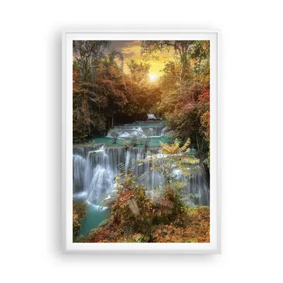 Produktbild von Gerahmtes Poster - Weißer Rahmen - Park Wasserfall Wasser - 70x100 cm - Wand Bild - Wanddeko - Wandbilder - Kunstposter - Wandposter - Bilderrahmen - Bilder - Kunstdruck - Wandbild - P2WPA70x100-3995