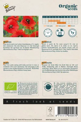 Produktbild von Buzzy Organic Seidenmohn -  Samen - Ca. 0,25 gr | Buzzy_94547