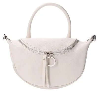 Obrázok produktu pre Dámska kožená kabelka s zipsom a odnímateľným popruhom  Italy Beige UNICA 26x13x8 cm