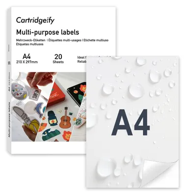 Imagen del producto de Papel adhesivo A4 para impresoras de inyección de tinta y láser (20 hojas)