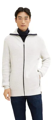 Produktbild von TOM TAILOR Herren Strickjacke mit Stehkragen 1032294, 14341 - Light Medium Grey