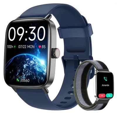 Produktbild von Smartwatch Herren Damen Smart Watch mit Telefonfunktion mit Pulsuhr Schlafmonitor SpO2 110 Sportmodi IP68 Wasserdicht Sportuhr für iOS Android Blau