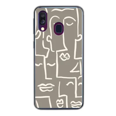 Produktbild von MuchoWow® Handyhülle Schutzhülle Hülle für Samsung Galaxy A40 Gesicht - Kopf - Strichzeichnung Silikon Softcase Handy Hülle - Handy-Tasche