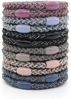 Produktbild von 12 Haargummis für Damen und Mädchen, elastische Zopfgummis für Pferdeschwänze, 6 Stile