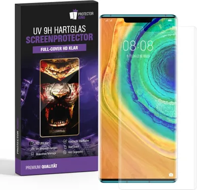 Produktbild von 1x 9H Hartglas für Huawei Mate 30 Pro FULL CURVED UV Liquid Schutzglas Panzerfolie Displayschutz Schutzfolie Displayglas Panzerglas Tempered Glasfolie Sicherheitsglas Echtglas