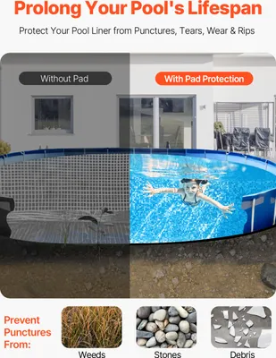 Produktbild von Poolunterlage, 457x914 cm, für oberirdische Schwimmbecken, extra dicke Bodenplane, verhindert Einstiche, Poolmatte aus Geotextilmaterial, verlängert die Lebensdauer der Folie