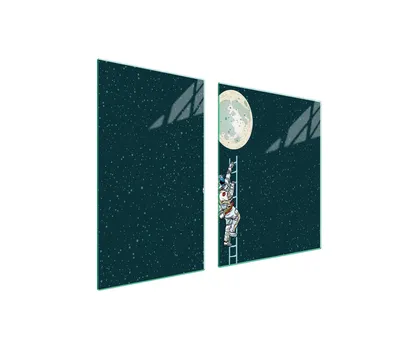 Produktbild von Herdabdeckplatten 2 teilig 100x52 Glaskeramikkochfeld Abdeckung Glas Schneidebrett Mond Kosmos