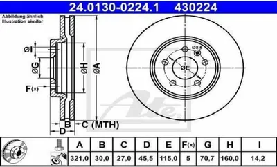 Image de 2 disques de frein avant ATE 321mm pour Opel Astra Cascada Zafira