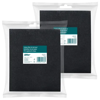 Image de Sillar Filtre à charbon actif Tapis filtrant Lot de 2 – Découpable 47 × 57 cm, filtre à charbon de rechange pour hottes aspirantes