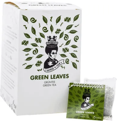 Produktbild von AFRO TEA Green Leaves Grün Tee - Premium Grüntee 15 Stück - 15 handgenähte Teebeutel mit Sencha Tee von AFRO COFFEE