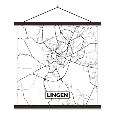 Produktbild von MuchoWow® Textilposter Lingen - Stadtplan - Karte 40x40 cm mit schwarzem Rahmen - Fotos