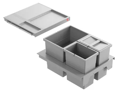 Image de Hailo Collecteur de déchets 3620461 Separato-K 450 Insert 2x 8 + 18 litres gris clair