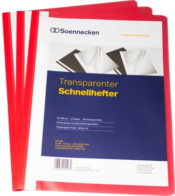 Produktbild von Soennecken Schnellhefter 2960 DIN A4 PP rot 10 St./Pack.