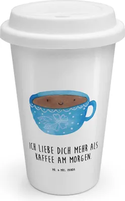 Produktbild von Mr. & Mrs. Panda To Go Becher Kaffee Tasse - Weiß - Geschenk, Isolierbecher, Trinkbecher, Thermobecher, Kaffeebecher, Liebe, Geschmack, Glücklich, Genuss, Lustige Sprüche
