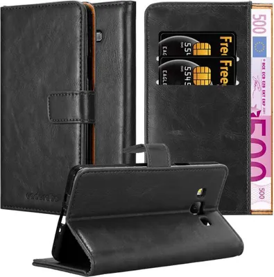 Produktbild von Cadorabo Hülle für Samsung Galaxy A7 2015 Schutzhülle in Schwarz Handyhülle Book Tasche Case Etui Luxury