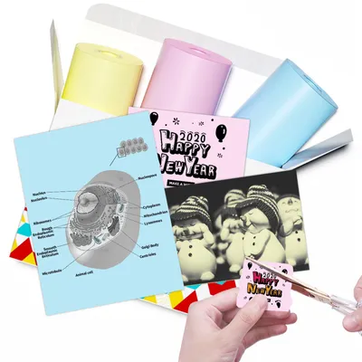 Produktbild von Phomemo T02 Mini Drucker Papier Colour Nicht Selbstklebendes Thermopapier für Tagebücher, Fotos, Memos, Notizen, 5 Jahre , 50mm*6,5m,3 Rollen