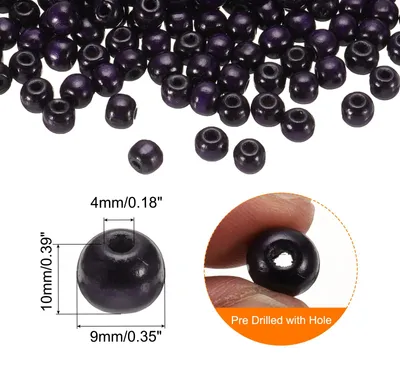Produktbild von 600 Stk. Gro?loch-Holzperlen Haarzopfperlen, Unvollendete natš¹rliche Fassholz-Abstandshalterperlen fš¹r Handwerk Haar DIY Makramee-Schmuckherstellung, Lila (10 x 9mm, 4mm Loch)