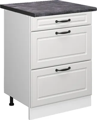 Immagine prodotto di Mobiletto base per cucina Vicco R-Line Bianco rustico 60 cm con cassetti, PL Antracite, Model 45850