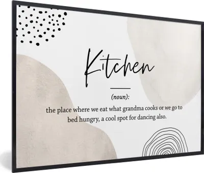 Produktbild von MuchoWow® Gerahmtes Poster Definition Küche - Küche - Zitate - Wörterbuch 90x60 cm - Poster mit Schwarzem Bilderrahmen Wandposter Rahmen Foto Bilder - Fotorahmen - Foto-Plakat