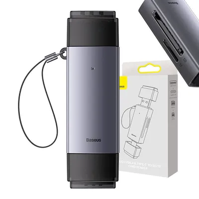 Produktbild von Baseus WKQX060113, MicroSD (TransFlash), SD, Grau, 832 Mbit/s, USB 3.0 Type-A/Type-C, 22 mm, 76 mm