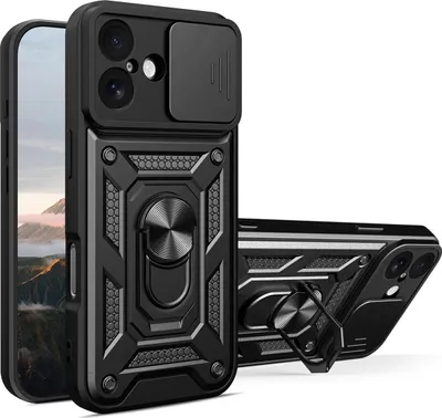 Image de Hybrid Armor Camshield Case pour Iphone 17 Blindé avec support et protection de l'appareil photo - Noir