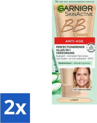 Produktbild von Garnier - SkinActive - BB Cream Light - Anti-Aging - Getönte Tagescreme - 50 ml - Vorteilspack - 2 Stücke