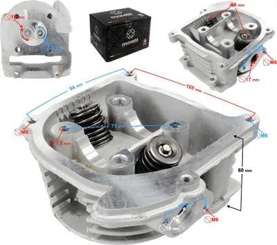 Image de Culasse Moretti pour scooter 4T 50cc 139QMB sans soupape de recirculation, soupapes courtes