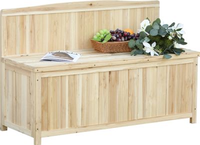 Outsunny Gartenbank mit Stauraum Truhenbank Sitzbank 2-Sitzer 250 kg Belastbarkeit Natur Tanneholz 115 x 45 x 75 cm