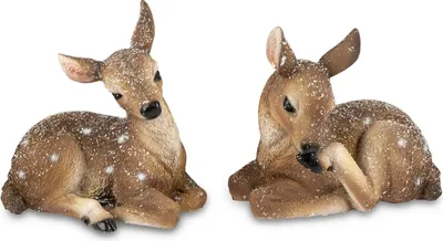 Produktbild von formano Rehfigur Deko 2er Set naturgetreue Winterdeko Rehe aus Kunststein Schnee
