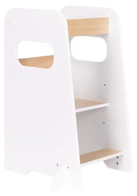 Zdjęcie produktu dla ECOTOYS FH-KF230092, wieża edukacyjna Montessori z regulowaną platformą, wysokość 23-43 cm, kolor biały