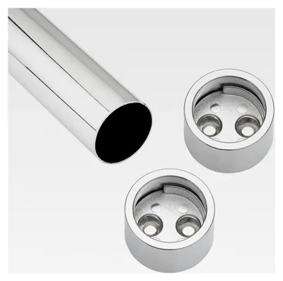 Produktbild von Schrankstangenset 1000 mm zylindrisch Garderobenstange Chrom poliert mit Kleiderstange und 1 Paar zylindrischen Schrankstangenlagern