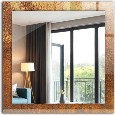 Produktbild von Bedruckter Spiegel - Wandspiegel - Dekorativer - Modern - 60x60 cm - Modisches Rostblech