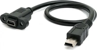 Zdjęcie produktu dla SYSTEM-S Kabel USB 2.0 30 cm mini wtyk do gniazda wkręcany czarny