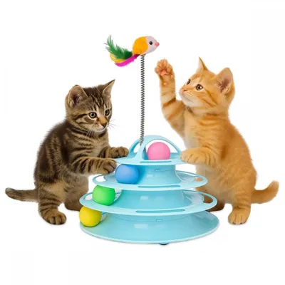 Imagen del producto de Mobiclinic Pets, juguete para gatos, interactivo, para el juego felino, estimulación sensorial, 4 niveles, 4 pelotas, 12x24x16,5 cm, diseño atractivo