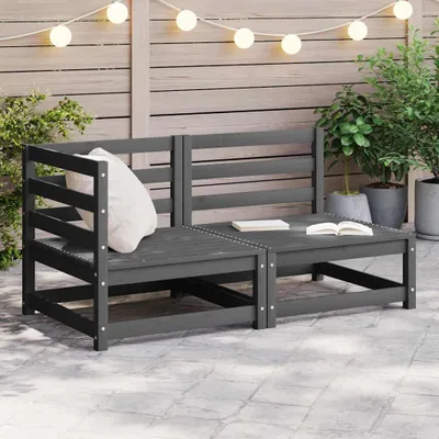 Produktbild von vidaXL 2-tlg. Garten-Lounge-Set Grau Kiefer Massivholz